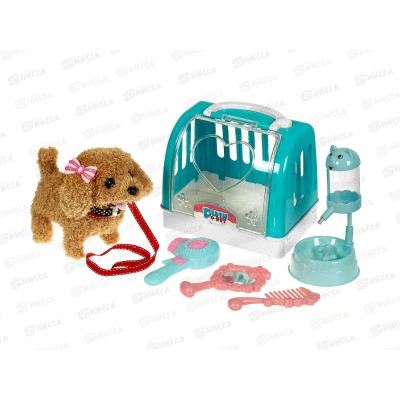 Собачка №810-103 в переноске с аксессуарами, 20,5*12*18