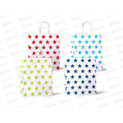 Пакет бумажный крафт 26*32*12 Звёзды уп12/720шт Р10465-3