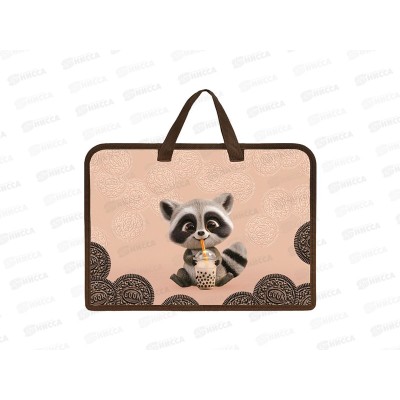 Папка д/тетр. Hatber А4 Вот енот. с ручками, пластик 07100 *12