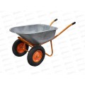 Тачка строительная 2 колеса 120л 350кг БТМ профиль 25мм, оранжевая, WB5009MS3 (серый квадрат)
