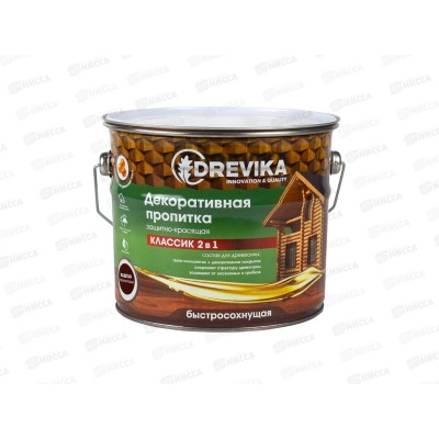 Декоративная пропитка DREVIKA 2в1 Классик каштан 2,7л *4 Декоративная пропитка DREVIKA 2в1 Классик каштан 2,7л *4