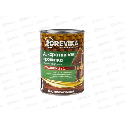 Декоративная пропитка DREVIKA 2в1 Классик каштан 0,75л *8 Декоративная пропитка DREVIKA 2в1 Классик каштан 0,75л *8