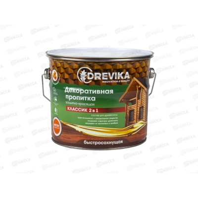 Декоративная пропитка DREVIKA 2в1 Классик орегон 2,7л *4