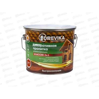 Декоративная пропитка DREVIKA 2в1 Классик рябина 2,7л *4