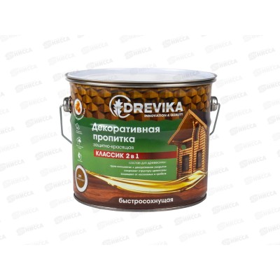 Декоративная пропитка DREVIKA 2в1 Классик дуб 2,7л *4