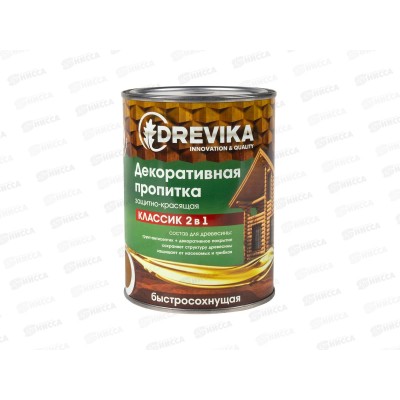 Декоративная пропитка DREVIKA 2в1 Классик дуб 0,75л *8