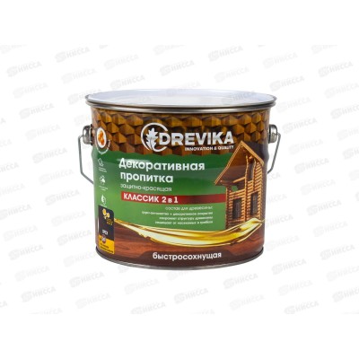 Декоративная пропитка DREVIKA 2в1 Классик орех 2,7л *4