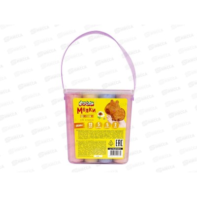 Мел Каляка-Маляка 12шт. неон/блестки. дасфальта, ведро, МАДГНКМ12 *16