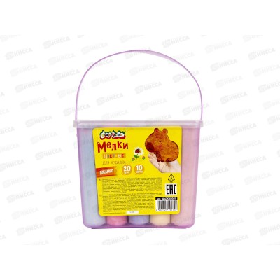 Мел Каляка-Маляка 20шт. неон/блестки. дасфальта, ведро, МАДКМ20 *8/16