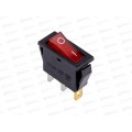 Выключатель клавишный 250В  6А ON-OFF красный, SBE-06-S34r
