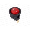 Выключатель клавишный круглый 250В  6А ON-OFF красный, SBE-06-S30r