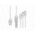 Дата-кабель Smartbuy USB - 3в1 Micro/C/8pin, резин толс 1.2м, белый iK-312QBOMB whit