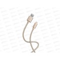 Кабель для зарядки и передачи данных S02 Lightning золотистый, 3А, 1м, Smartbuy iK-512-S02g