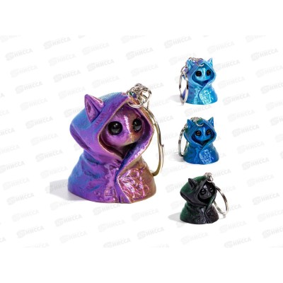 Брелок сувенирный пластик 3Д Котик в капюшоне Р-KS-7 *12