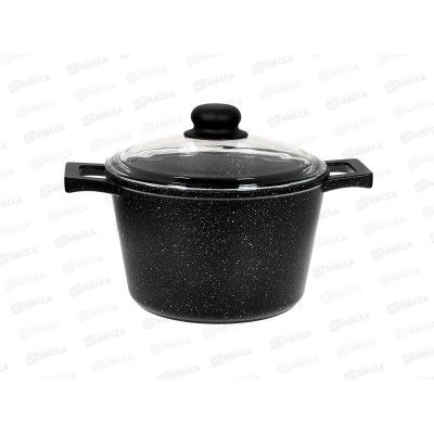 Кастрюля SA-P03-3 3,0л Каменная Black с крышкой литая черная