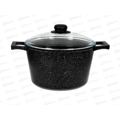Кастрюля SA-P03-5 5,0л Каменная Black с крышкой литая черная