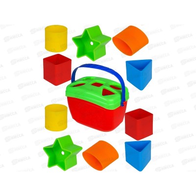 Сортер-ведерко (салатовый,красный, синий), И-0799  *8