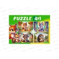 Пазлы 4 в 1. Лесные зверушки (8,12,15,20 эл), П-3413 *12