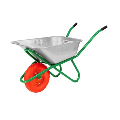 Тачка садово-строительная 120л 1колесо 180кг, полиуретановое колесо 4,80/4,00-8 385мм, толщина 0.7мм, 689688