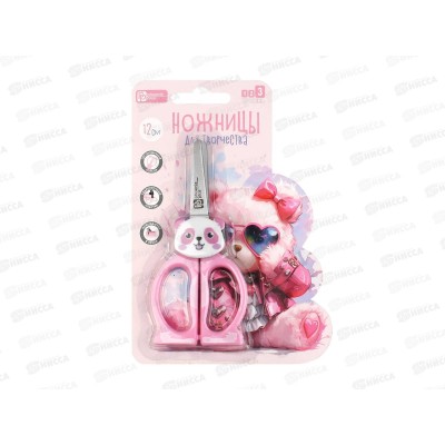 Ножницы детск. ФЕН Розовый мишка 12*5,5см 72871 *24