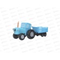 Машина &quotТЕХНОПАРК&quot металл Синий Трактор, с телегой 7,5см, BLUTRA-7CART-BU-WOD