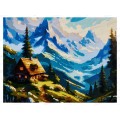 Холст с красками 30х40см Горный домик, ХК-5231