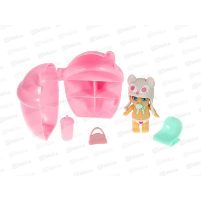 Кукла OLY Bondibon в шапочке-ушанке с животными, 8см, 3380-3, ВВ3855