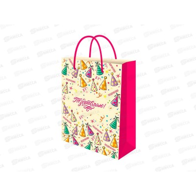 Пакет подарочный MI 32х45х10см Праздничные колпачки, ППК-1253 *12