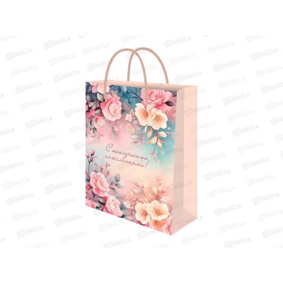 Пакет подарочный MI 32,4х44,5х10,2см Нжные цветы, ППК-4031 *12