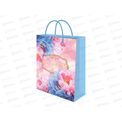 Пакет подарочный MI 32,4х44,5х10,2см Яркие пионы, ППК-4032 *12