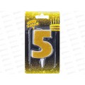 Свеча - цифра &quot5&quot Золотая Глиттер 6см /G, 1502-5840