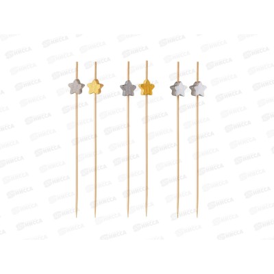 Пики бамбук PATERRA Звездочки зол/сереб 120мм 50шт пак 491-065 *25