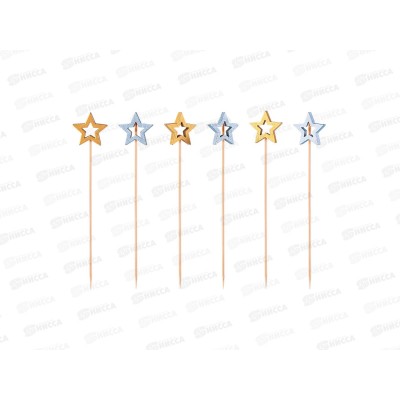 Пики бамбук PATERRA Звезды зол/сереб 120мм 50шт пак 491-089 *25