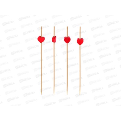 Пики бамбук PATERRA Сердце красное 120мм 50шт пак 491-059  *25