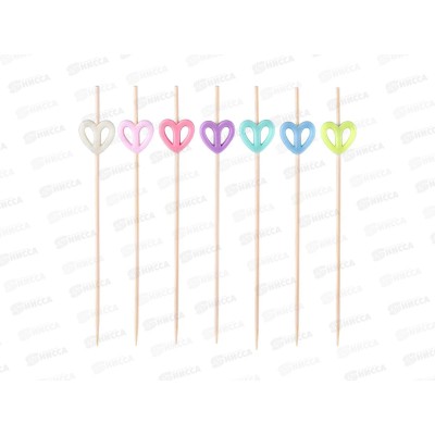 Пики бамбук AVIORA Сердца разноцветн 120мм 100шт пак 491-087   *50