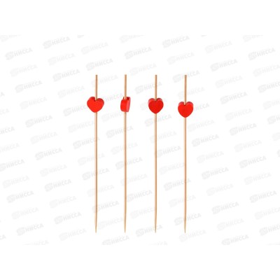 Пики бамбук AVIORA Сердце красное 120мм 100шт пак 491-058   *50