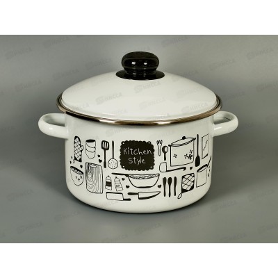 Кастрюля 3,0л эмал.с рис. 01-Б1612/4 Кухня/Kitchen *8