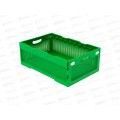 Ящик складной с перфорированными стенками и кнопками-фиксаторами (600*400*220мм) зеленый (ударопрочный), АП 491