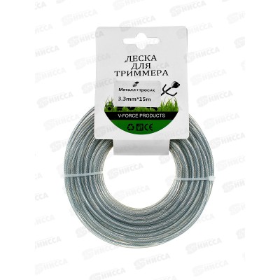 Леска для триммера мет. сердечник 3,3 мм * 15м, AL-25973-3 *144