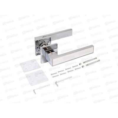 Ручки для дверей Аллюр Лана CP/W+L 45-8 CP (86211/S45) хром/бел 15713
