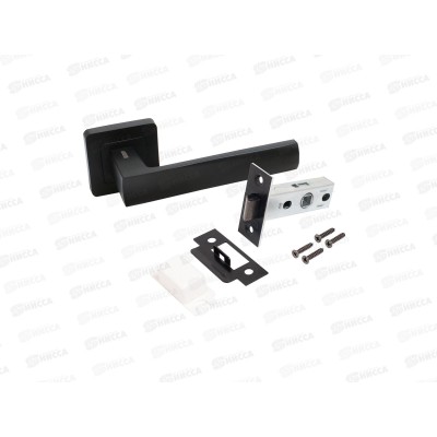 Ручки для дверей Аллюр Коломбо BL+L45-8 BL (23150/S45) мат.черн 15200 Ручки для дверей Аллюр Коломбо BL+L45-8 BL (23150/S45) мат.черн 15200