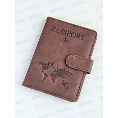 Обложка д/пасп с кноп Barez A-116 Travel ,101-202# эк кож, кор тем