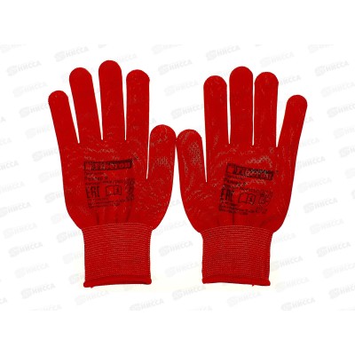 Перчатки PR-PVC523 Микроточка в и/у р.L(9) Fiberon красный *12/120