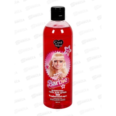 Cool Star Шампунь-гель Barbie 2в1, клубничный мусс, 360мл 118663-BR *6
