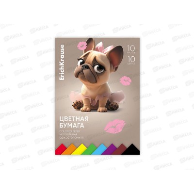 Цветная бум. двуст. 10л 10цв А4 EK Frenchie одност. 65620 *10