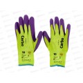Перчатки нейлоновые (всп. латекс) Carbo GM-1002L-10, салатовые с фиолетовым р.10*12/240