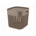 Корзина 19л Keeplex Дождь с крышкой, нежный тауп, 29,6х28,8х28,6см, KL141911105