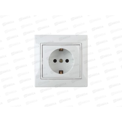 Розетка INTRO Plano Schuko c/у с/з, 16А-250В, белый, 1-202-01 *10/200