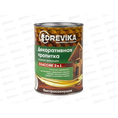 Декоративная пропитка DREVIKA 2в1 Классик белый 0,75л *8 Декоративная пропитка DREVIKA 2в1 Классик белый 0,75л *8