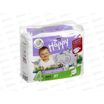 БЕЛЛА Happy Макси подгузники 27шт (8-18кг) *6